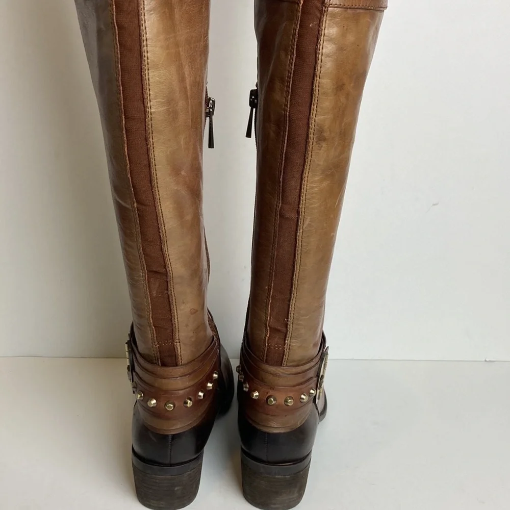 Vince Camuto Beatrix Harness Boot in Russet Sz 8 Riding Knee High Equestrian
